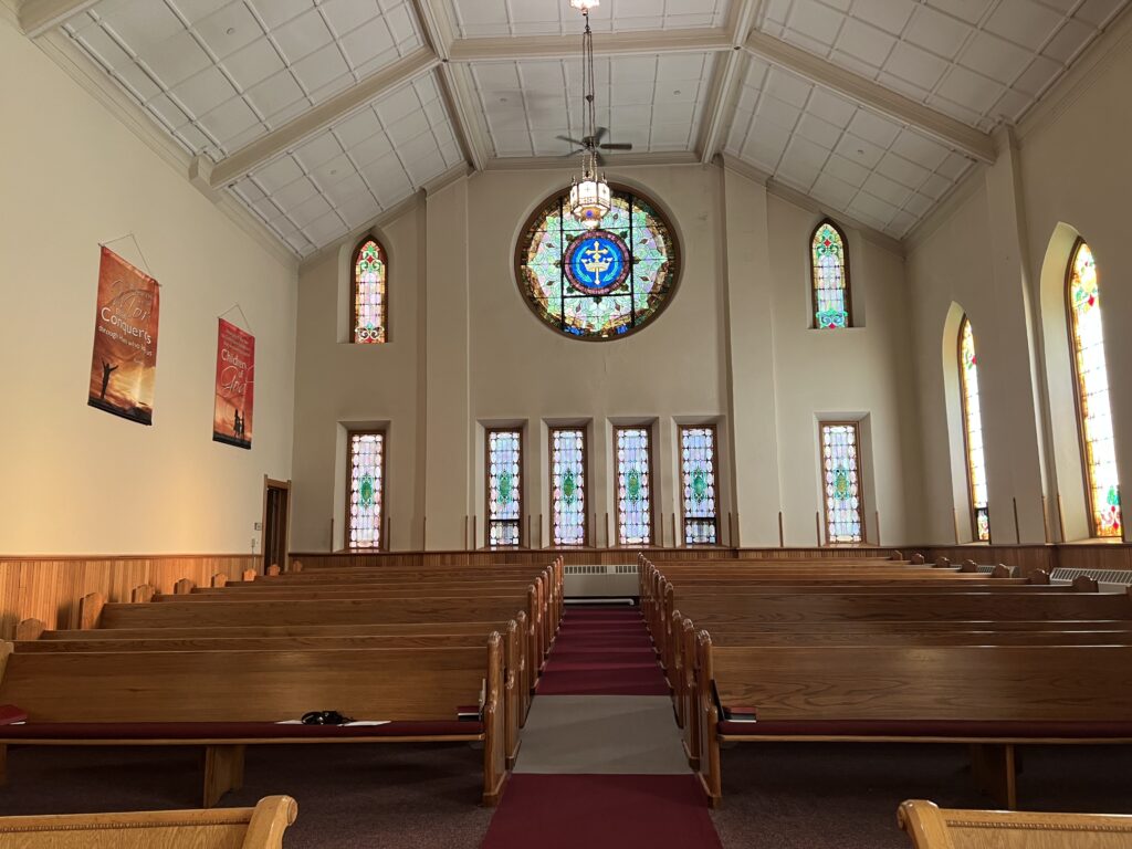 Rear view of the First United Methodist Church of Cheyenne's sanctuary
